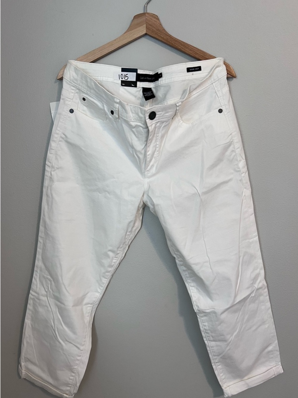 NWT | Calvin Klein | White Skinny Crop Jeans | Size 14 Power Stretch Mid Rise